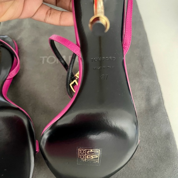 Authentic Tom Ford Shiny Leather Padlock Pointy Sandal (Perry Pink) - Picture 7 of 13